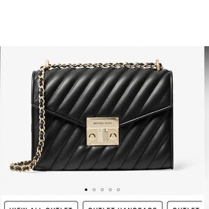 Michael Kors Medium Rose Quilted Leather Shoulder Flap Bag Black